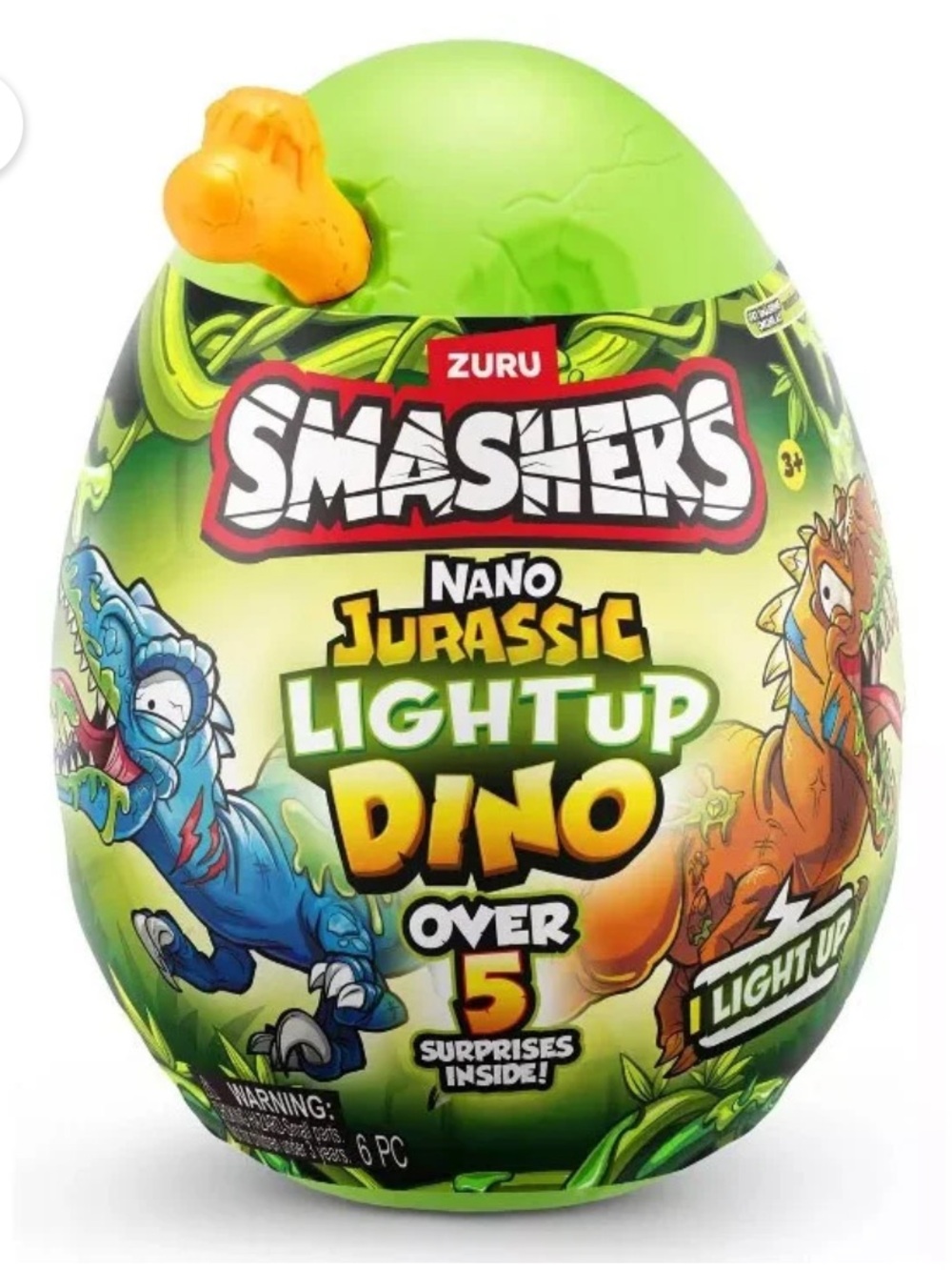 NWT ZURU Smashers Nano Jurassic Light Up Dino - Green/Orange